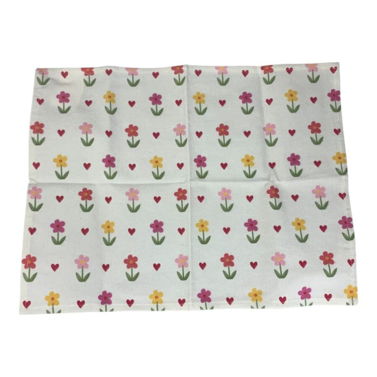 Eckiges Platzset Floral aus Polyester in Rosa Pink Weiß