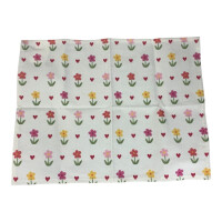 Eckiges Platzset Floral aus Polyester in Rosa Pink Weiß