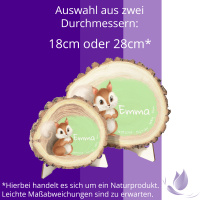 CHICCIE Baumscheibe Personalisiert zur Geburt Tiermotiv Aquarell Druck - Geburtsteller Türschild Aufsteller Babyzimmer Taufe Geschenkidee