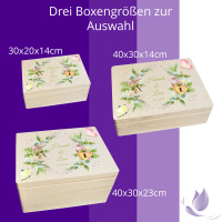 CHICCIE Erinnerungsbox personalisiert zur Hochzeit mit Druck farbig Kranz Blumen Schmetterling Schloss & Schlüssel - Hochzeitstag Holzkiste Erinnerungen Erinnerungskiste