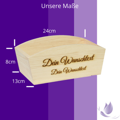 CHICCIE Geschenkkorb Personalisierbar Wunschtext 24x13x8cm Abgerundet Pr&auml;sentkorb Holz Geschenkidee Holzkiste Hochzeit Geburtstag Ruhestand Personalisierung