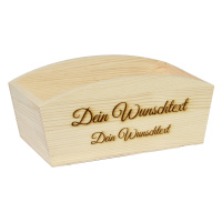 CHICCIE Geschenkkorb Personalisierbar Wunschtext 24x13x8cm Abgerundet Präsentkorb Holz Geschenkidee Holzkiste Hochzeit Geburtstag Ruhestand Personalisierung
