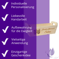 CHICCIE Geschenkkorb mit Henkeln Personalisierbar Wunschtext mit Zahl 35x11x13cm Präsentkorb Holz Geschenkidee Holzkiste Geburtstag Jubiläum Personalisierung