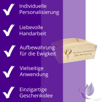 CHICCIE Geschenkkorb Personalisierbar Wunschtext mit Luftballons 24x13x8cm Abgerundet Präsentkorb Holz Geschenkidee Holzkiste Geburtstag Abschied Personalisierung