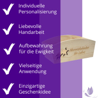 CHICCIE Geschenkkorb Personalisierbar Sternschnuppe Wunschtext 24x13x8cm Abgerundet Präsentkorb Holz Geschenkidee Holzkiste Weihnachten Weihnachtsstern Adventskalender