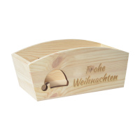 CHICCIE Geschenkkorb Personalisierbar Nikolausmütze Wunschtext 24x13x8cm Abgerundet Präsentkorb Holz Geschenkidee Holzkiste Weihnachten Nikolaus Adventskalender