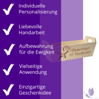 CHICCIE Geschenkkorb mit Henkeln Personalisierbar Stern Wunschtext 35x11x13cm Präsentkorb Holz Geschenkidee Holzkiste Weihnachten Weihnachtsstern Adventskalender Nikolaus
