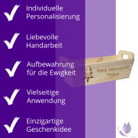 CHICCIE Geschenkkorb mit Henkeln Personalisierbar Tanne Wunschtext 35x11x13cm Präsentkorb Holz Geschenkidee Holzkiste Weihnachten Weihnachtsstern Adventskalender Nikolaus