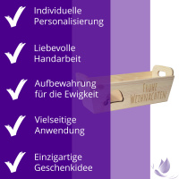 CHICCIE Geschenkkorb mit Henkeln Personalisierbar Nikolausmütze Wunschtext 35x11x13cm Präsentkorb Holz Geschenkidee Holzkiste Weihnachten Weihnachtsstern Adventskalender Nikolaus