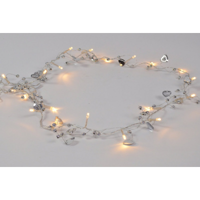 20 LED Lichterkette mit Silber Herzen - CC 180cm batteriebetrieben Weihnachte...