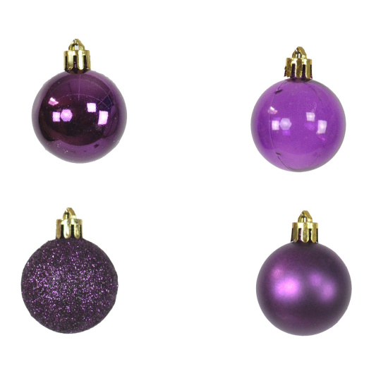 16 Set Weihnachtskugel Lila Violett 4cm Christbaumschmuck Gl&auml;nzend