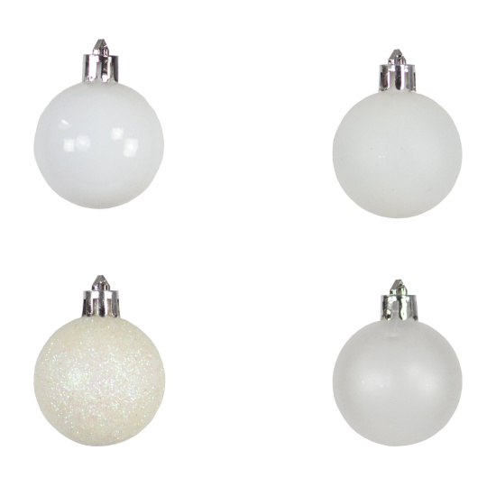 16 Set Weihnachtskugel Wei&szlig; weiss 4cm...