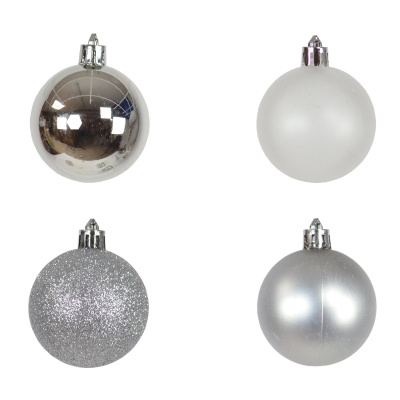 12 Set Weihnachtskugel Silber 5cm Christbaumschmuck...