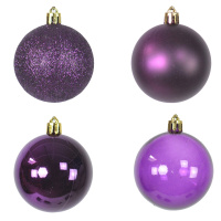 9 Set Weihnachtskugel Lila Violett 6cm Christbaumschmuck Gl&auml;nzend