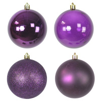 6 Set Weihnachtskugel Lila Violett 8cm Christbaumschmuck Glänzend
