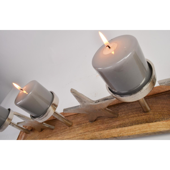 Advents Metall Kerzenhalter mit Sternen aus Metall und Holz 75cm Adve