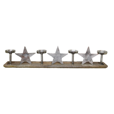 Advents Metall Kerzenhalter mit Sternen aus Metall und Holz 75cm Adventskranz Tischdekoration Weihnachten