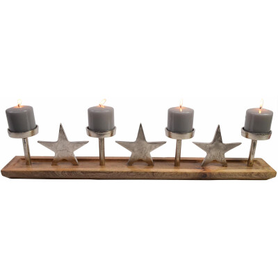 Advents Metall Kerzenhalter mit Sternen aus Metall und Holz 75cm Adventskranz Tischdekoration Weihnachten