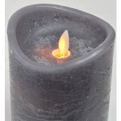 CHICCIE LED Echtwachs Kerze 15x10cm Grau - Flammenlos mit Zeitschaltuhr