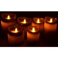 LED Echtwachs Kerze 15x10cm Grau Flammenlos mit Zeitschaltuhr