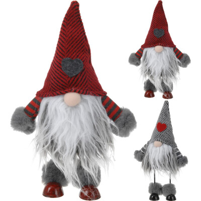 Wackel Zwerg 30cm Grau Rot Wicht WeihnachtenFigur