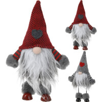 Wackel Zwerg 30cm Grau Rot Wicht WeihnachtenFigur