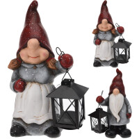 Deko Figur Zwerg M&auml;nnlein Yule Weiblein Erna 28cm Weihnachtsfigur Wicht