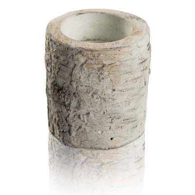 Beton Birke Optik Teelichthalter Wei&szlig; Grau Shabby Chic