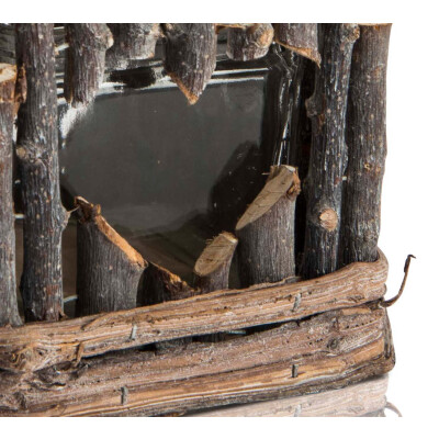 CHICCIE Teelichthalter aus &Auml;sten und mit Herzfenster - 16cm x 15cm - Kerzenhalter Natur Vintage