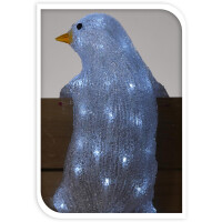 30er Birnen Pinguin LED Beleuchtung Wei&szlig; mit Timer Garten 30cm