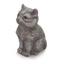 2er Set Keramik Tierfiguren Katze und Hund Grau Wei&szlig; Dekofigur Gartenfigur