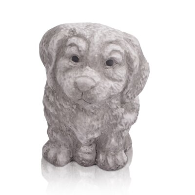 CHICCIE 2er Set Keramik Tierfiguren Katze und Hund - Grau Wei&szlig; Dekofigur Gartenfigur