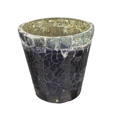 CHICCIE Teelichthalter Schwarz mit Mosaik Muster 8cm