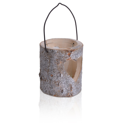 CHICCIE Teelichthalter aus Holz mit Glas 11cm - Windlicht...