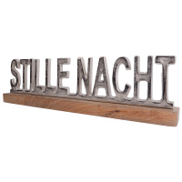 Deko Schriftzug Stille Nacht Silber Auf Mango Holz Aufsteller