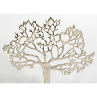 Metall Baum Figur Silber Auf Mango Holz 43cm Lebensbaum Dekobaum Geldbaum