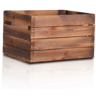 Holzkiste im Vintage Look geflammt dunkel lange Ablage Obstkiste Kiste