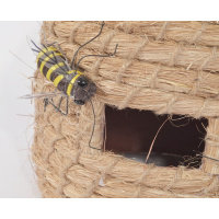 Deko Objekt Stroh Bienenkorb mit Bienen Figuren Gartendeko Terrassendeko