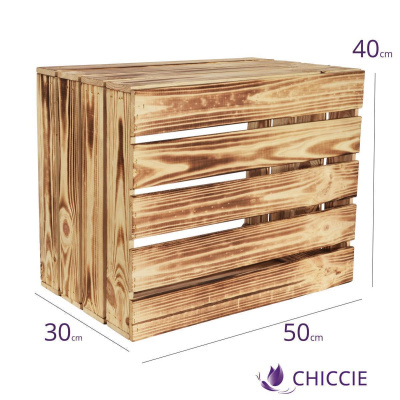 4 Set Geflammte Obstkisten 50x40x30cm Holzkisten Weinkisten Obstkiste