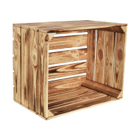 4 Set Geflammte Obstkisten 50x40x30cm Holzkisten Weinkisten Obstkiste
