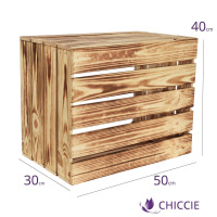 4 Set Geflammte Obstkisten 50x40x30cm Holzkisten Weinkisten Obstkiste