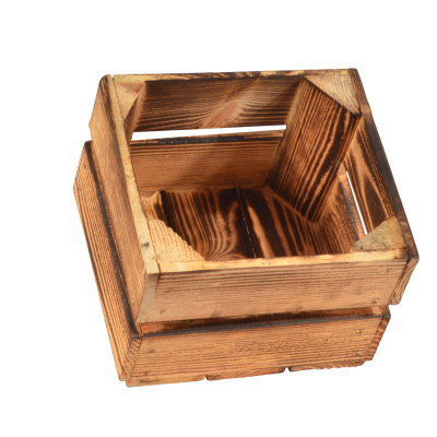 3 Set Geflammte Obstkisten 22x20x15cm Holzkisten Weinkisten Apfelkisten