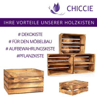 3 Set Geflammte Obstkisten 22x20x15cm Holzkisten Weinkisten Apfelkisten