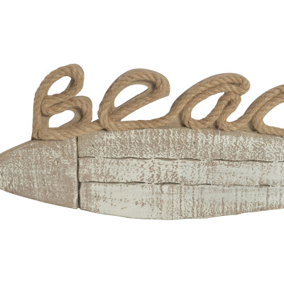 Fisch Holzschild Mit Juteband Schriftzug Beach Braun Wei&szlig; 56cm Wandschild Maritim Wegweiser Maritimedeko