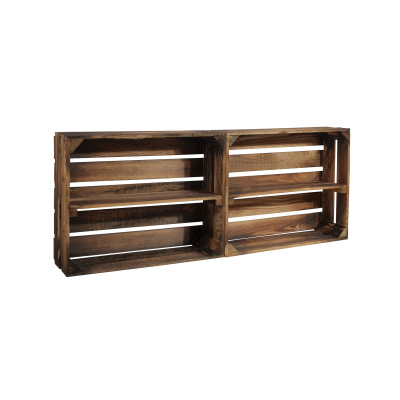 2 Set Holzregal Schmalhanz 50x40x15cm Geflammt 1x langes Regal