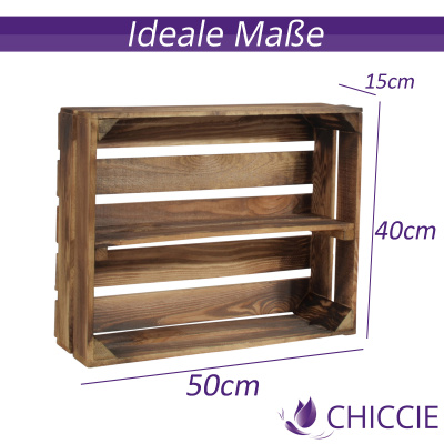 2 Set Holzregal Schmalhanz 50x40x15cm Geflammt 1x langes Regal