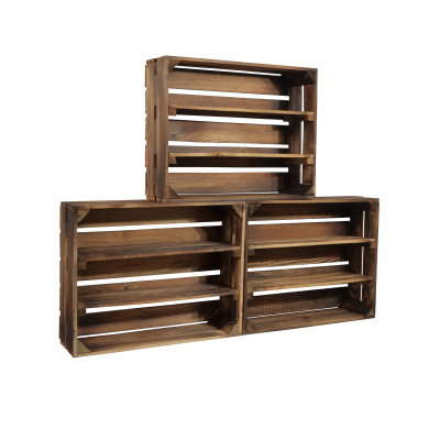 3 Set Holzregal Schmalhanz 50x40x15cm Geflammt 2x langes Regal