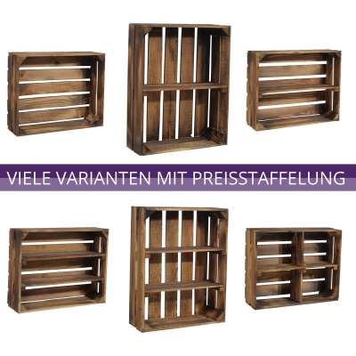 3 Set Holzregal Schmalhanz 50x40x15cm Geflammt 2x langes Regal