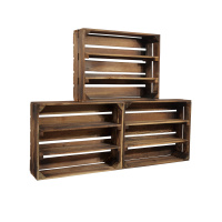 3 Set Holzregal Schmalhanz 50x40x15cm Geflammt 2x langes Regal