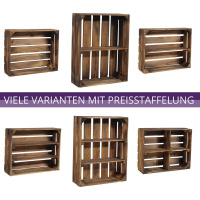 3 Set Holzregal Schmalhanz 50x40x15cm Geflammt 2x langes Regal